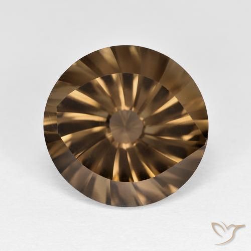 5.05ct 자연스러운 웜 브라운 스모키 쿼츠, 둥근, VS