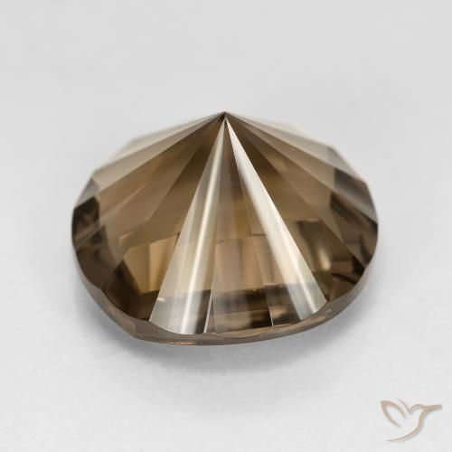8.65캐럿 천연 엄버 브라운 스모키 쿼츠, 라운드 컷, 14.14 mm, VVS