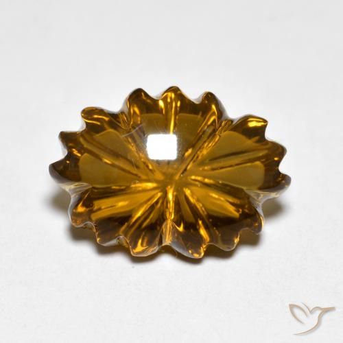 6.51ct 자연스러운 미디엄 라이트 브라운 스모키 쿼츠, 플라워 컷, 투명한