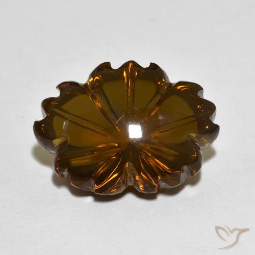 9.44ct 자연스러운 어두운 갈색 스모키 쿼츠, 플라워 컷, 투명한