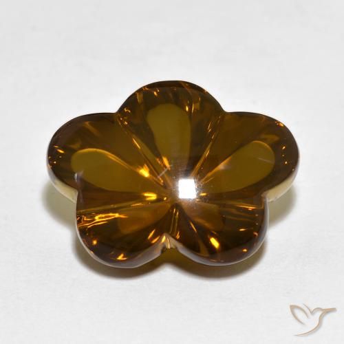 10.13ct 자연스러운 웜 브라운 스모키 쿼츠, 플라워 컷, 투명한