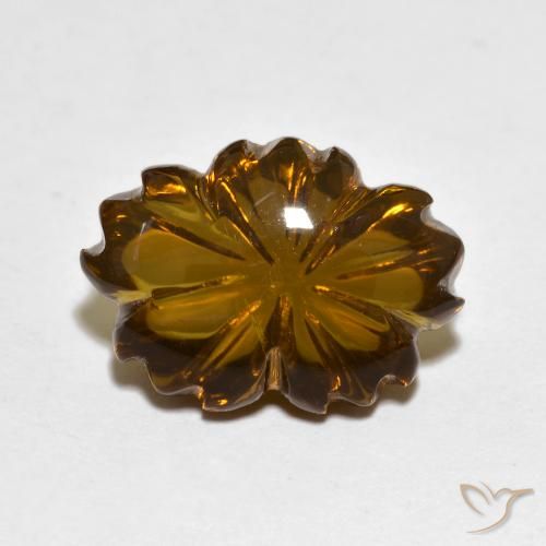 6.56ct 자연스러운 웜 브라운 스모키 쿼츠, 플라워 컷, 투명한