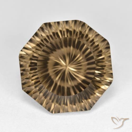 11.59ct 자연스러운 라이트 커피 브라운 스모키 쿼츠, 에메랄드 컷, VVS