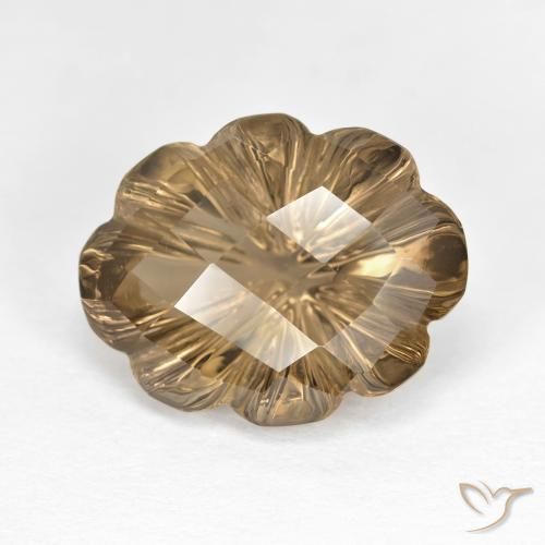 6.82ct 자연스러운 밝은 갈색 스모키 쿼츠, 플라워 컷, VVS-VS