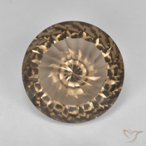 7.92ct 자연스러운 미디엄 라이트 브라운 스모키 쿼츠, 둥근, VVS-VS