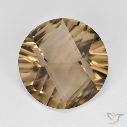 9.26ct 자연스러운 웜 브라운 스모키 쿼츠, 둥근, VVS-VS