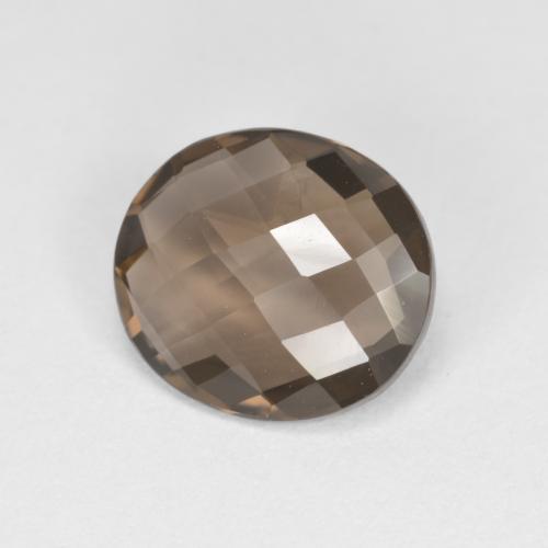 1.72캐럿 천연 미디엄 브라운 스모키 쿼츠, 타원형 컷, 9.2×8.1 mm, VVS-VS