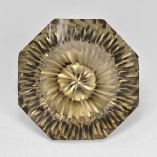 17.73캐럿 천연 모카 브라운 스모키 쿼츠, 에메랄드 컷, 18.1×18 mm, VVS-VS