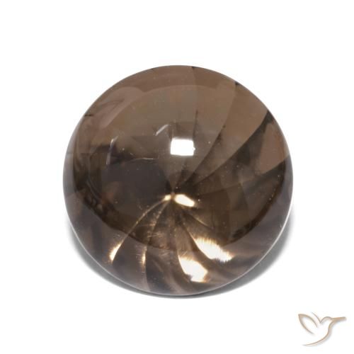 5.51ct 자연스러운 미디엄 다크 브라운 스모키 쿼츠, 둥근, 투명한