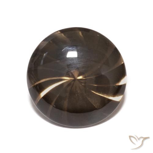 5.04ct 자연스러운 짙은 갈색 스모키 쿼츠, 둥근, 투명한