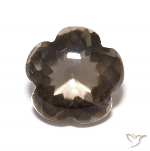 4.98ct 자연스러운 히코리 브라운 스모키 쿼츠, 플라워 컷, 투명한