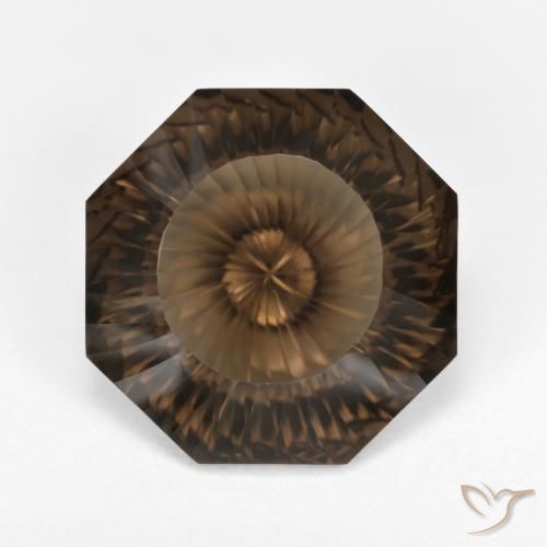 7.48ct 자연스러운 히코리 브라운 스모키 쿼츠, 에메랄드 컷, VVS