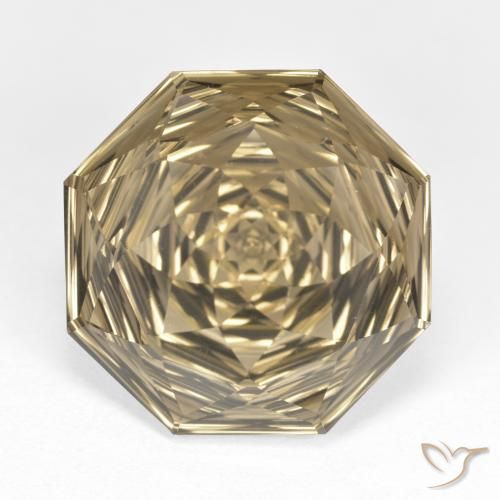 12.80ct 자연스러운 라이트 옐로우 브라운 스모키 쿼츠, 에메랄드 컷, VVS