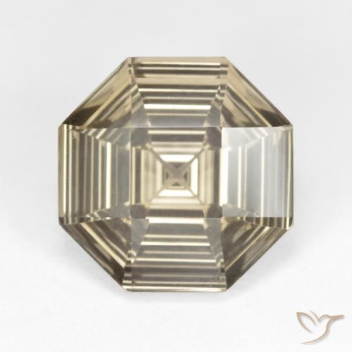 5.82ct 자연스러운 페일 브라운 스모키 쿼츠, 에메랄드 컷, VVS