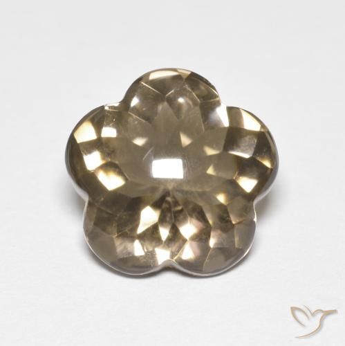 4.99ct 자연스러운 웜 브라운 스모키 쿼츠, 플라워 컷, 투명한