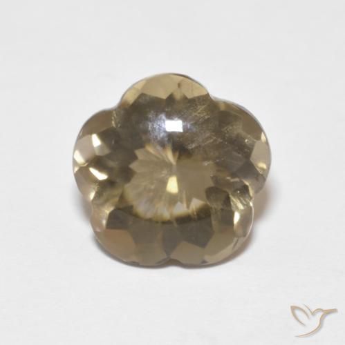 4.59ct 자연스러운 라이트 또띠아 브라운 스모키 쿼츠, 플라워 컷, 투명한