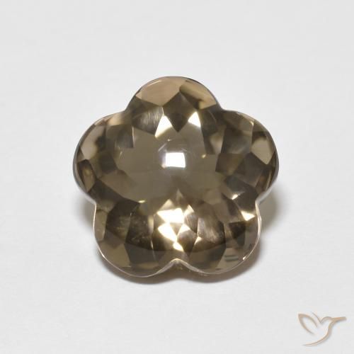 4.84ct 자연스러운 우드 브라운 스모키 쿼츠, 플라워 컷, 투명한