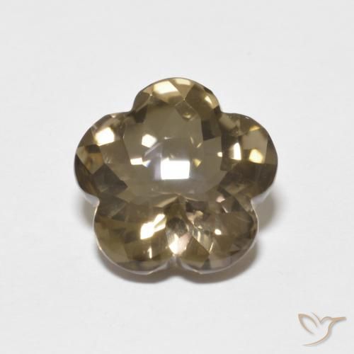 4.38ct 자연스러운 라이트 또띠아 브라운 스모키 쿼츠, 플라워 컷, 투명한