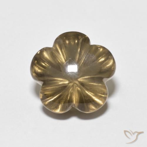 5.72ct 자연스러운 미디엄 브라운 스모키 쿼츠, 플라워 컷, 투명한