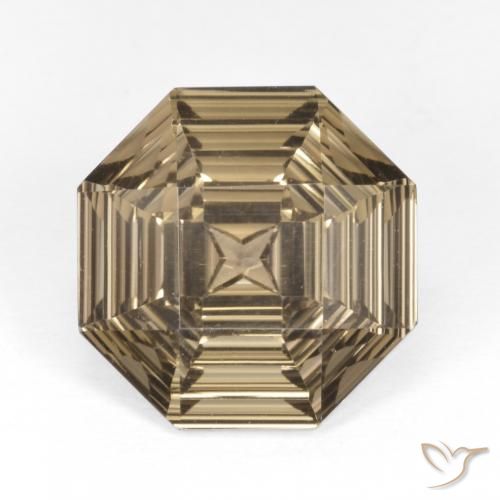 5.52ct 자연스러운 모카 브라운 스모키 쿼츠, 에메랄드 컷, VVS
