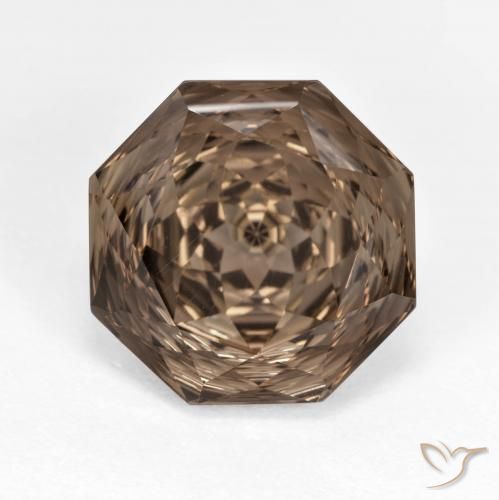 7.14ct 자연스러운 히코리 브라운 스모키 쿼츠, 에메랄드 컷, VVS