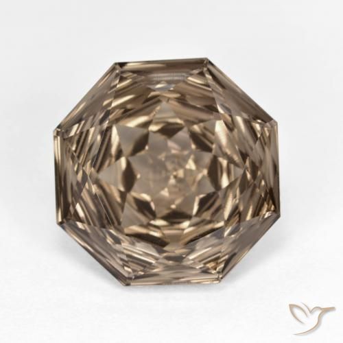 5.46ct 자연스러운 미디엄 브라운 스모키 쿼츠, 에메랄드 컷, VVS