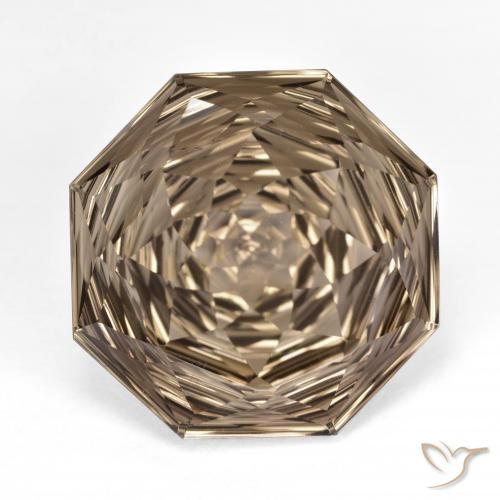 13.00ct 자연스러운 우드 브라운 스모키 쿼츠, 에메랄드 컷, VVS