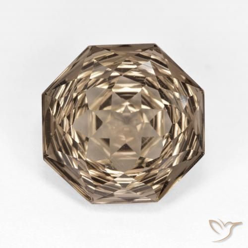 5.76ct 자연스러운 웜 브라운 스모키 쿼츠, 에메랄드 컷, VVS
