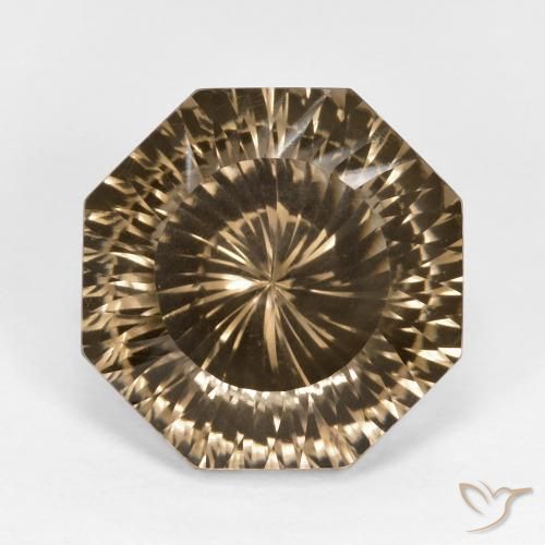 9.62ct 자연스러운 미디엄 라이트 브라운 스모키 쿼츠, 에메랄드 컷, VVS