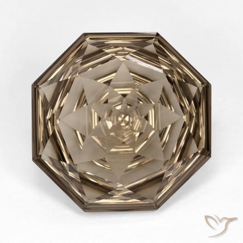 12.25ct 자연스러운 미디엄 라이트 브라운 스모키 쿼츠, 에메랄드 컷, VVS