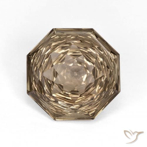 5.74ct 자연스러운 라이트 모카 스모키 쿼츠, 에메랄드 컷, VVS