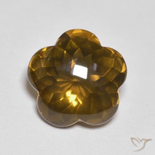 5.15ct 자연스러운 캐러멜 브라운 스모키 쿼츠, 플라워 컷, 투명한