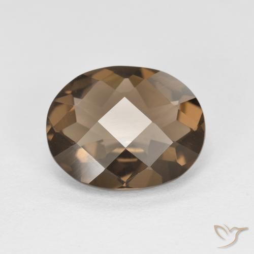 2.10ct 자연스러운 미디엄 다크 브라운 스모키 쿼츠, 타원형, VVS