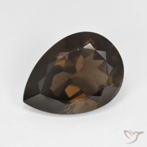 5.95ct 자연스러운 초콜릿 브라운 스모키 쿼츠, 배 모양, VS