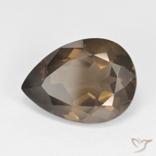 6.45ct 자연스러운 Medium Dark-Brown 스모키 쿼츠, 배 모양, VS
