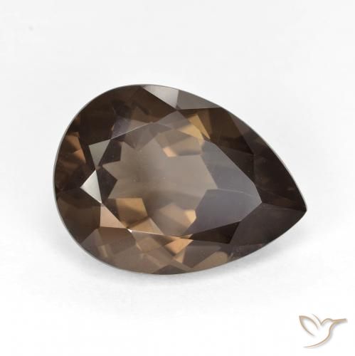 6.12ct 자연스러운 웜 브라운 스모키 쿼츠, 배 모양, VVS-VS