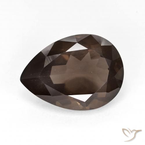 6.40ct 자연스러운 Medium Dark-Brown 스모키 쿼츠, 배 모양, VS