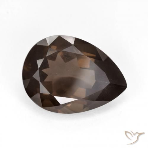 6.40캐럿 천연 Medium Dark-Brown 스모키 쿼츠, 배 모양, VS