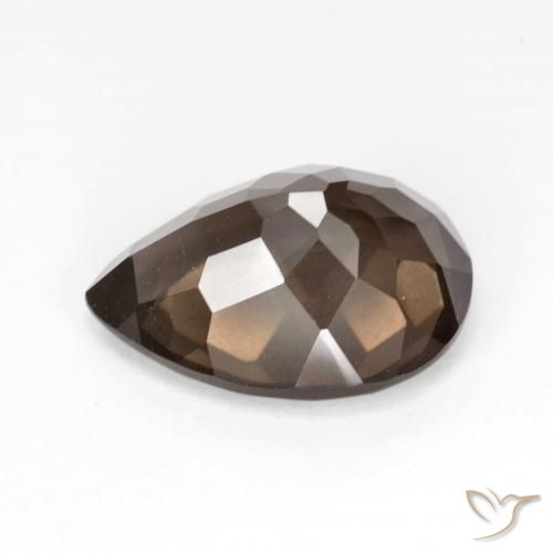 6.40캐럿 천연 Medium Dark-Brown 스모키 쿼츠, 배 모양, VS