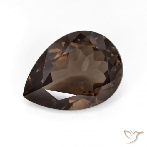 6.34ct 자연스러운 어두운 갈색 스모키 쿼츠, 배 모양, VS