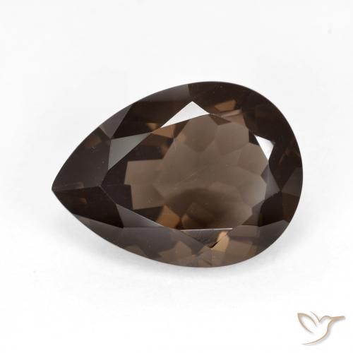 6.01ct 자연스러운 어두운 갈색 스모키 쿼츠, 배 모양, VVS