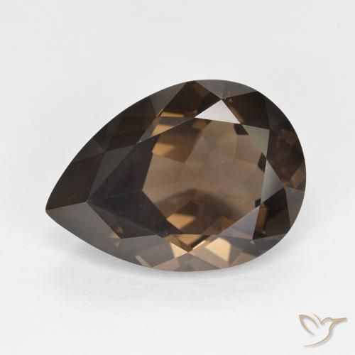 5.68ct 자연스러운 엄버 브라운 스모키 쿼츠, 배 모양, VVS