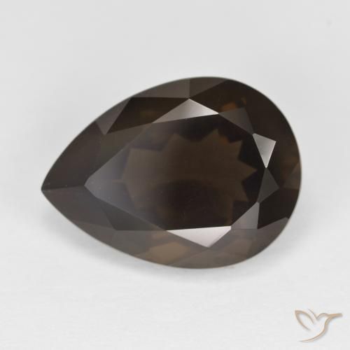 6.28ct 자연스러운 어두운 갈색 스모키 쿼츠, 배 모양, VVS
