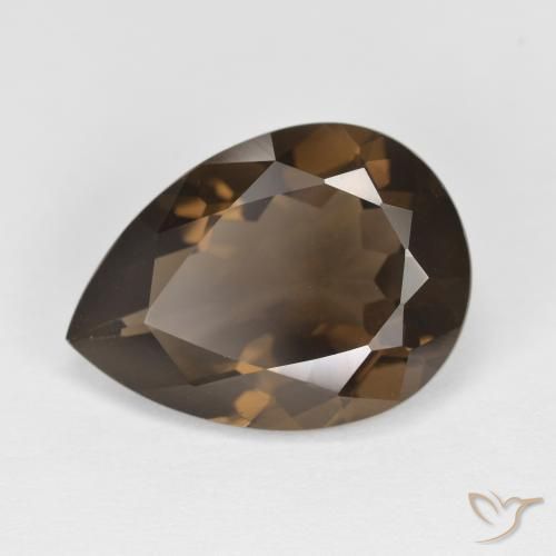 5.67ct 자연스러운 어두운 갈색 스모키 쿼츠, 배 모양, VVS