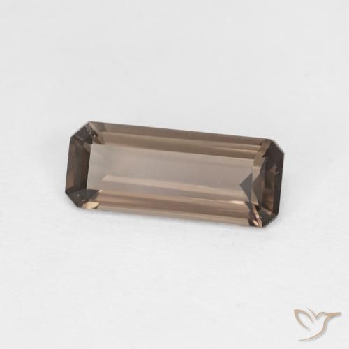 0.86ct 자연스러운 Medium Dark-Brown 스모키 쿼츠, 에메랄드 컷, VVS