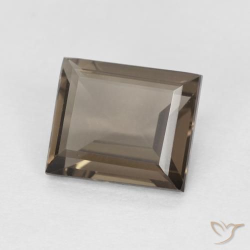 0.86캐럿 천연 Medium Dark-Brown 스모키 쿼츠, 바게트, VVS