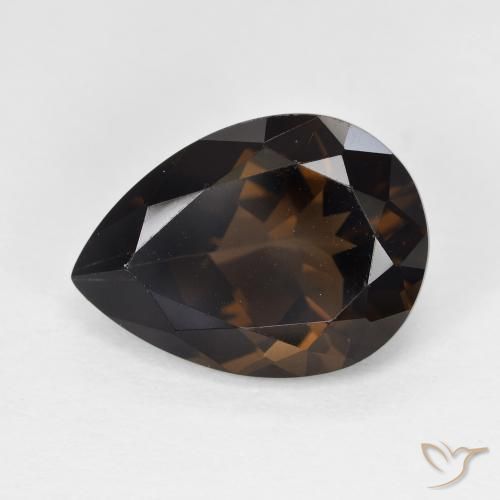 5.84ct 자연스러운 미디엄 브라운 스모키 쿼츠, 배 모양, VVS-VS