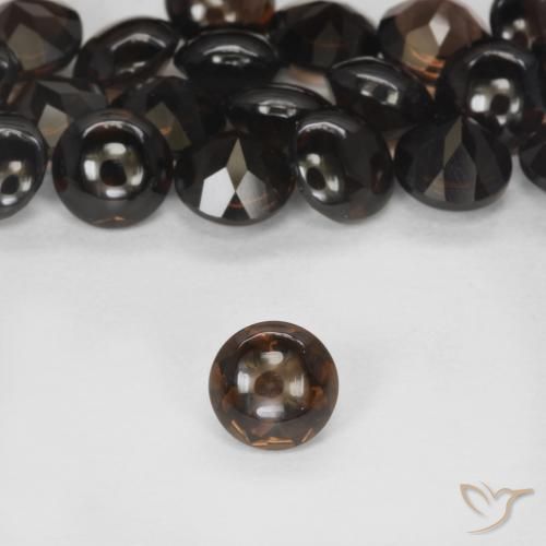 0.90ct 자연스러운 어두운 갈색 스모키 쿼츠, 둥근, 투명한