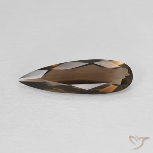 1.61ct 자연스러운 미디엄 브라운 스모키 쿼츠, 배 모양, VVS