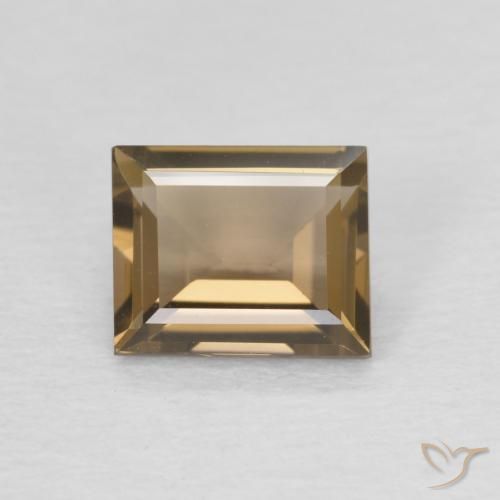 0.91ct 자연스러운 라이트 모카 스모키 쿼츠, 바게트, VVS